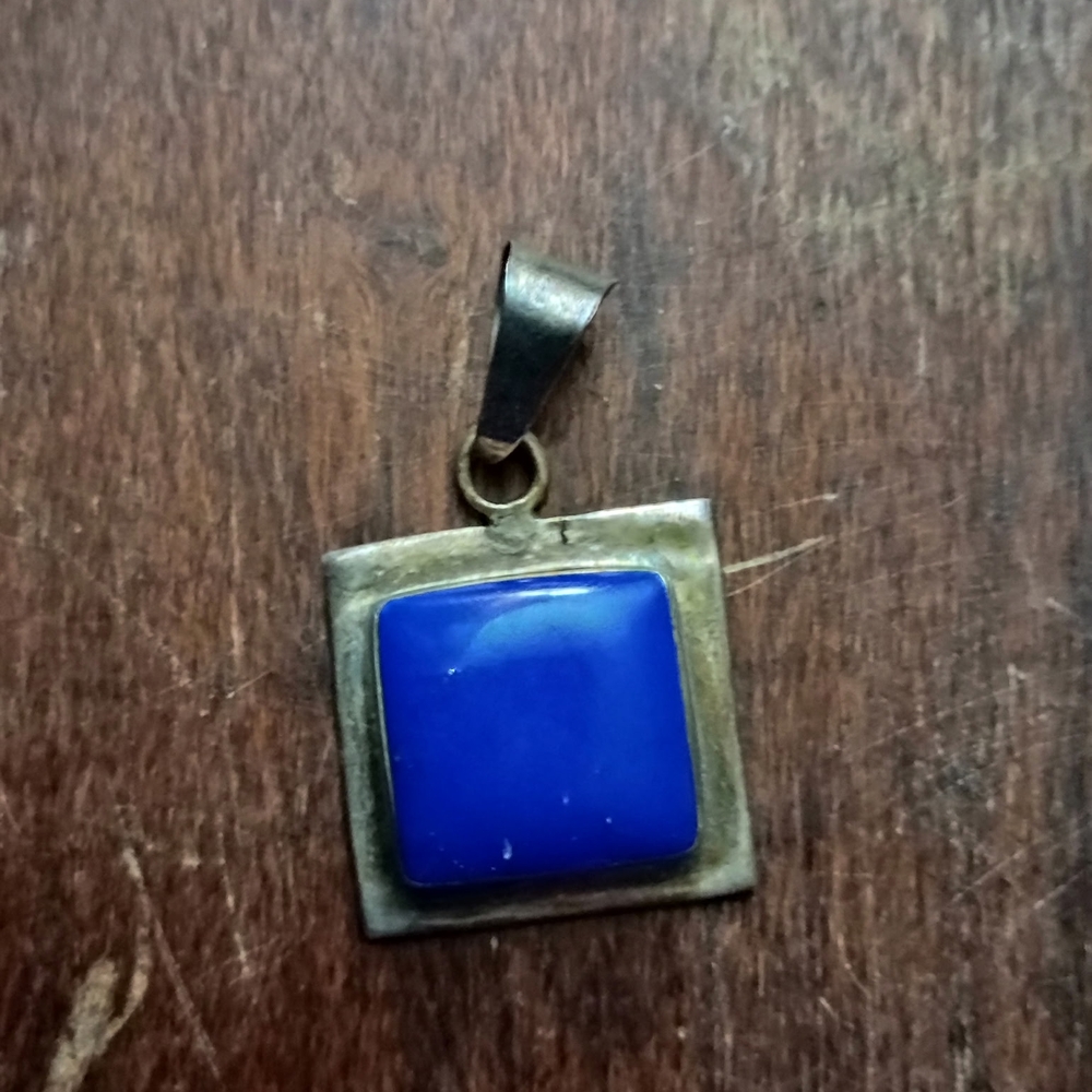 Sterling Silver Blue and Silver Artisanal Pendant